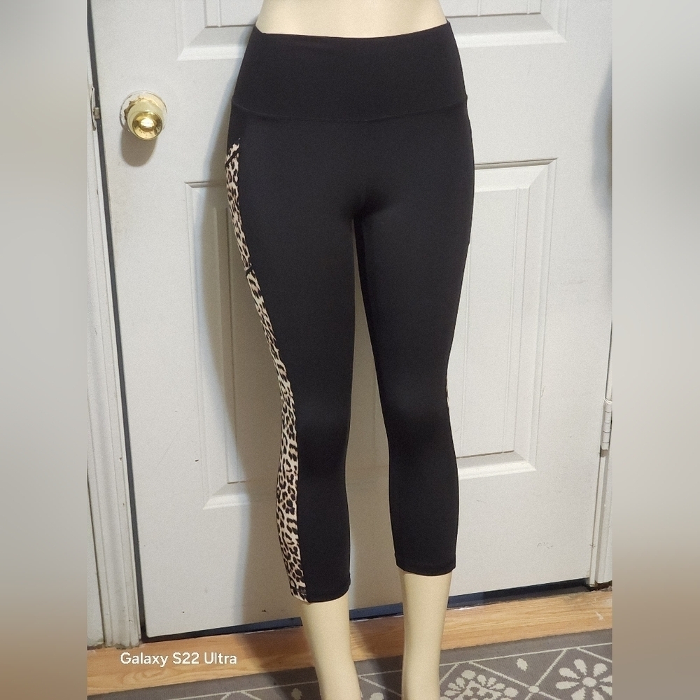 ZYIA Black Leopard Accent Leggings